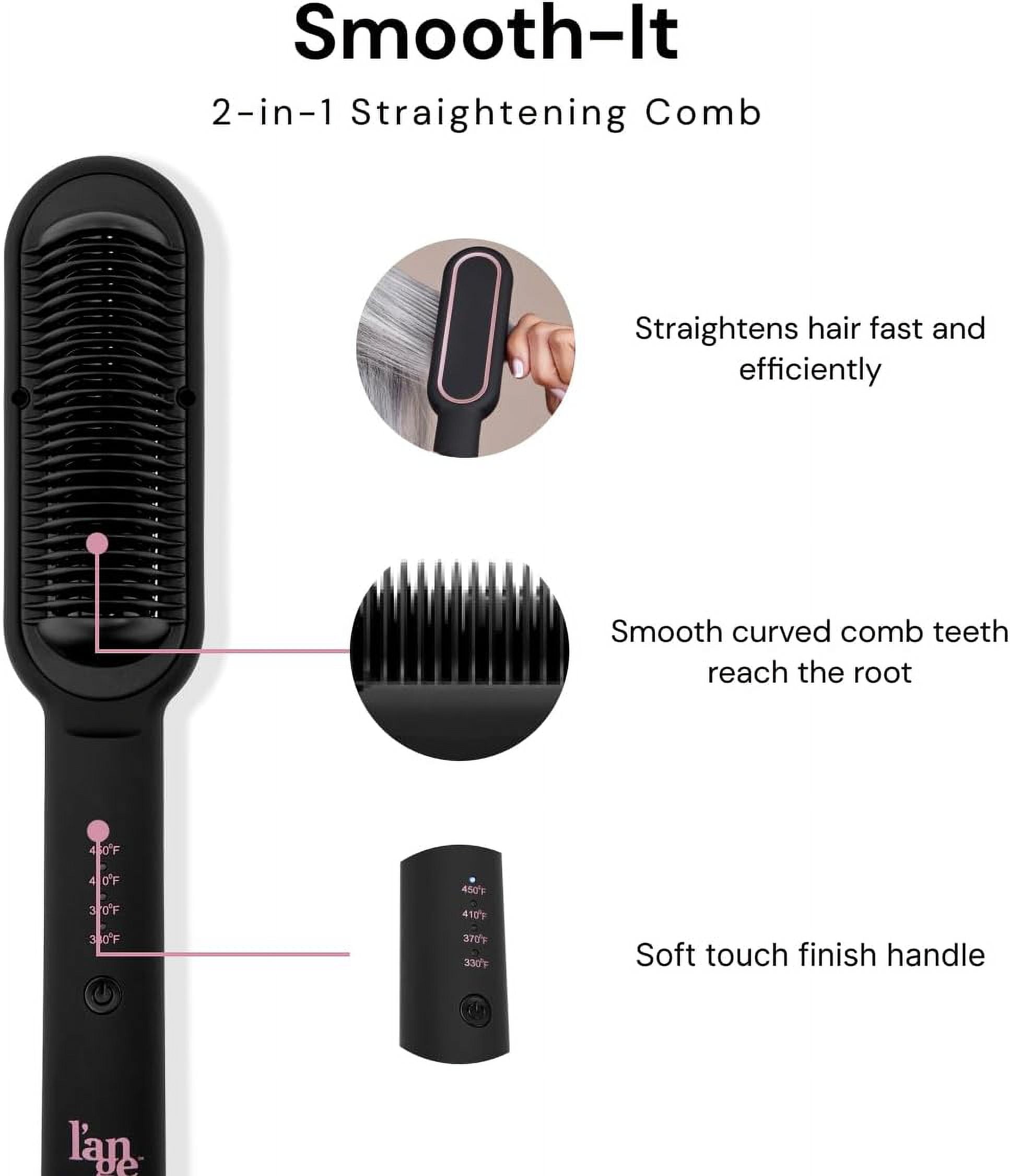 Smooth-It Classic 2-In-1 Electric Hot Comb Straightener Brush | Fast Heating, Anti-Scald