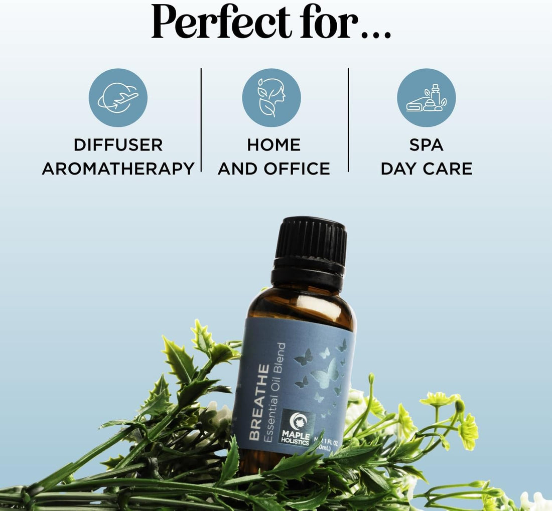 Breathe Blend Essential Oil for Diffuser - Invigorating Breathe Essential Oil Blend with Eucalyptus Peppermint Tea Tree and Mint Essential Oils for Diffusers for Home and Shower Aromatherapy