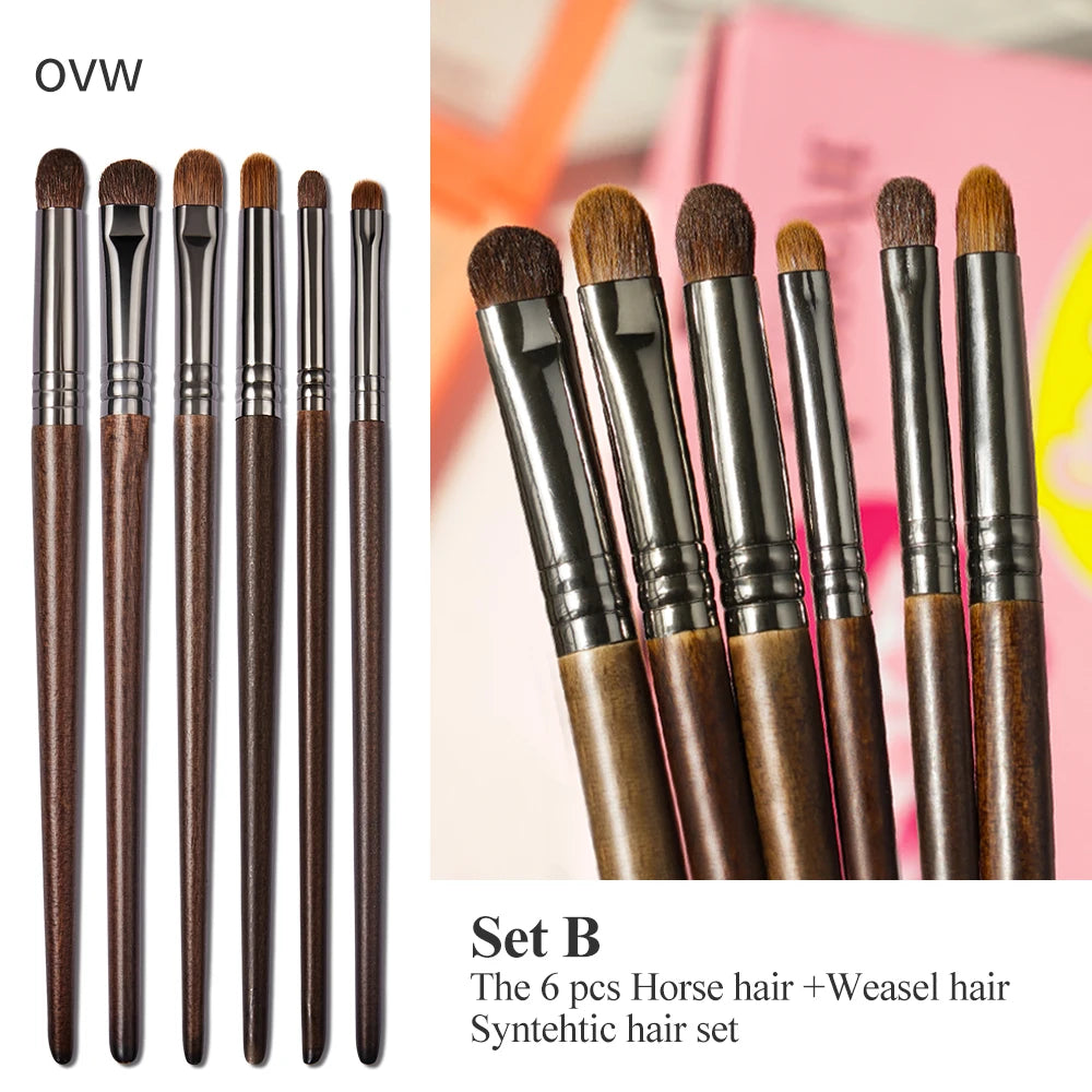 Cosmetic 2/6 Pcs Makeup Eye Shadow Brush Set Goat Hair Tool Ultra Soft Make up Tapered Blender Diffuse Kit Cut Crease Brush