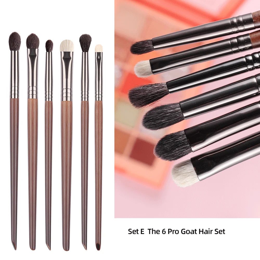 Cosmetic 2/6 Pcs Makeup Eye Shadow Brush Set Goat Hair Tool Ultra Soft Make up Tapered Blender Diffuse Kit Cut Crease Brush