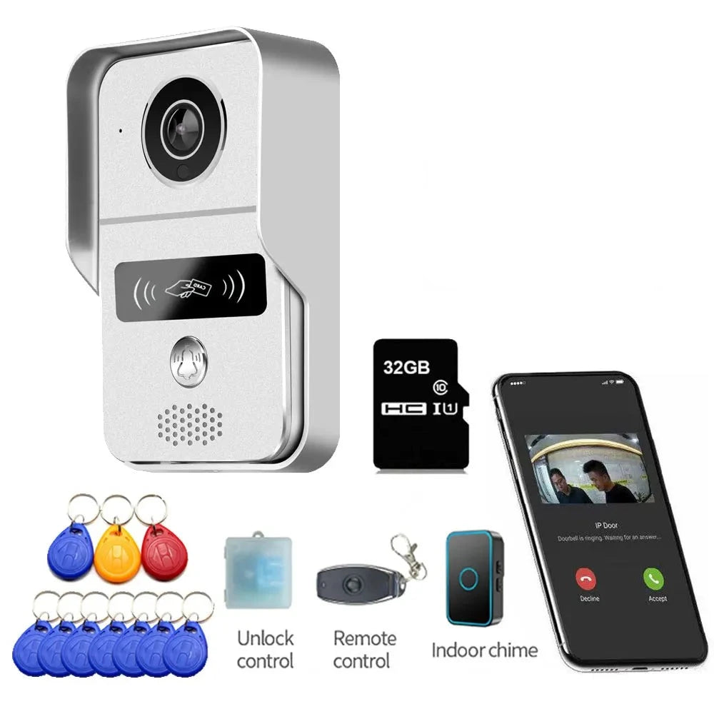 Tuya APP Smart POE IP Video Intercom WIFI Video Door Phone Door Bell WIFI Doorbell Camera Alarm Wireless 1080P Security Camera