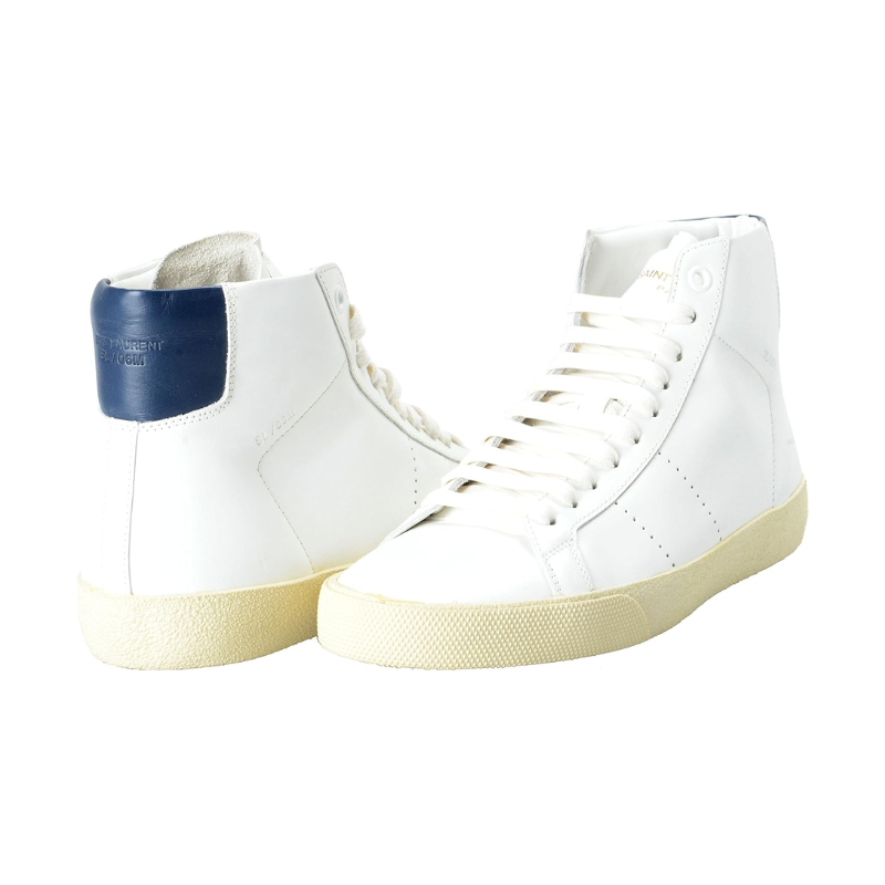 Saint Laurent Women'S White Leather Hi Top Fashion Sneakers Shoes US 11 IT 41; - Divine Delusions 