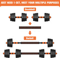 Adjustable Weights Dumbbells Set, 44Lbs  2 in 1 Weights Barbell Dumbbells Non-Slip Neoprene Hand with Connecting Rod for Adults Women Men Fitness,Home Gym Exercise Training Equipment YA018