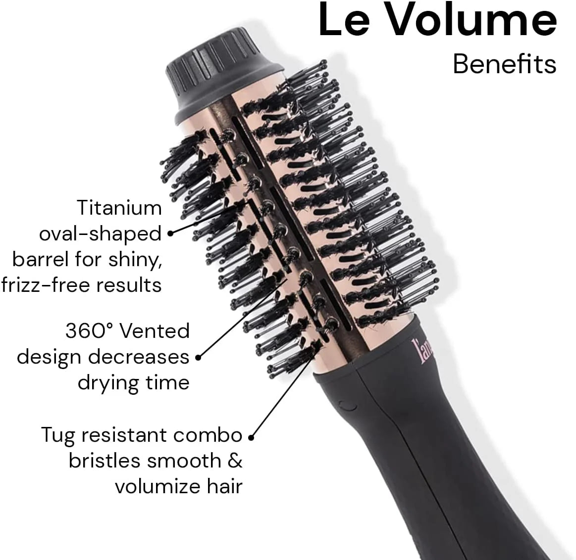 Le Volume 2-In-1 Titanium Blow Dryer Brush Blush Hot Air Brush with Oval Barrel