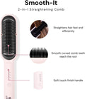 Smooth-It Classic 2-In-1 Electric Hot Comb Straightener Brush | Fast Heating, Anti-Scald